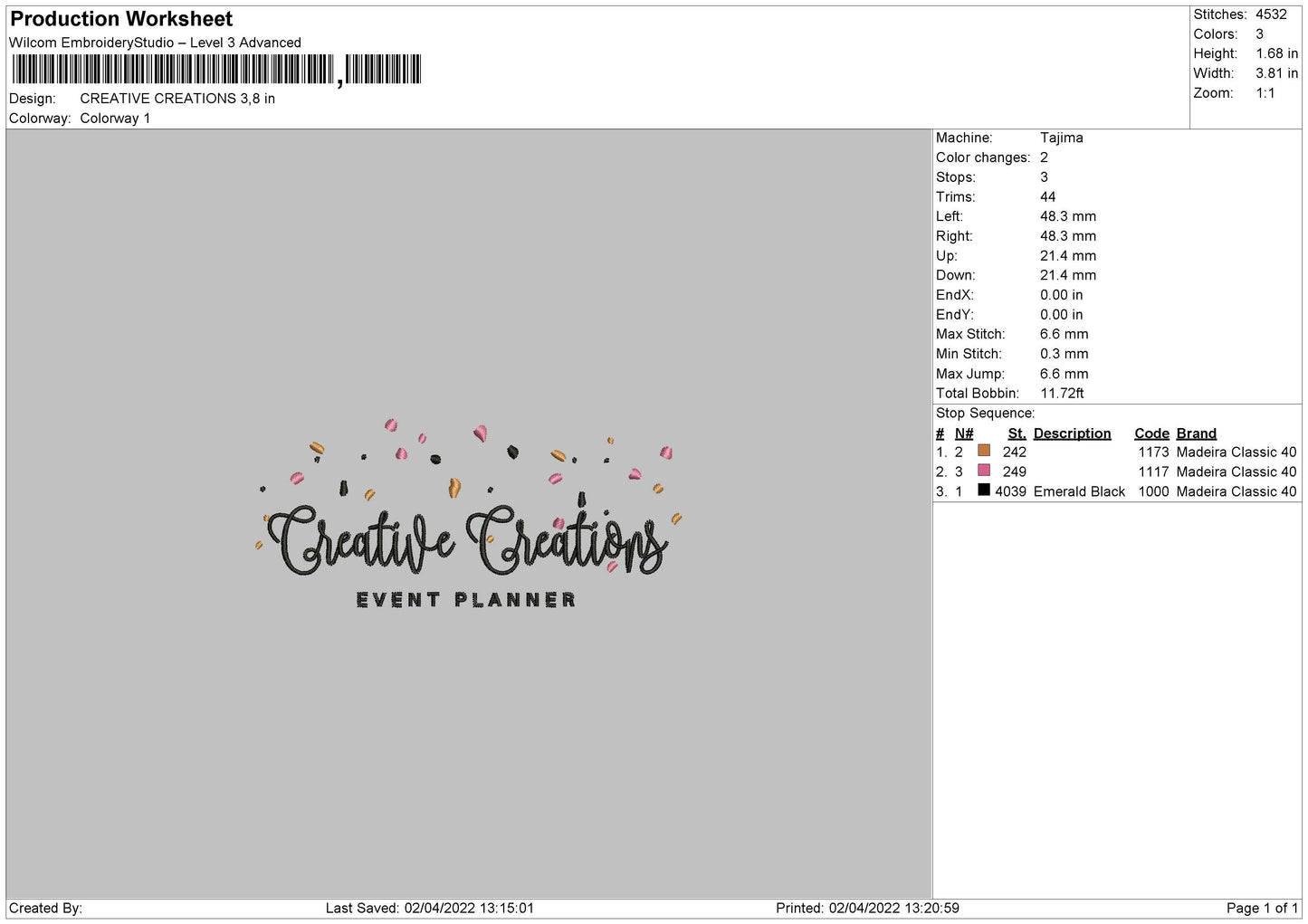 Creative Creations Embroidery File 4 size
