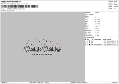 Creative Creations Embroidery File 4 size
