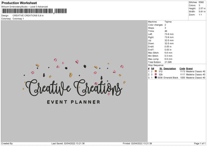 Creative Creations Embroidery File 4 size