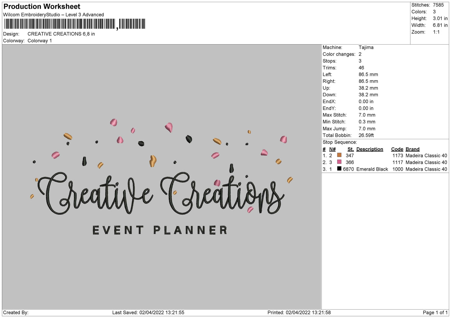 Creative Creations Embroidery File 4 size