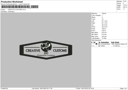 Creative Customs Embroidery File 4 size