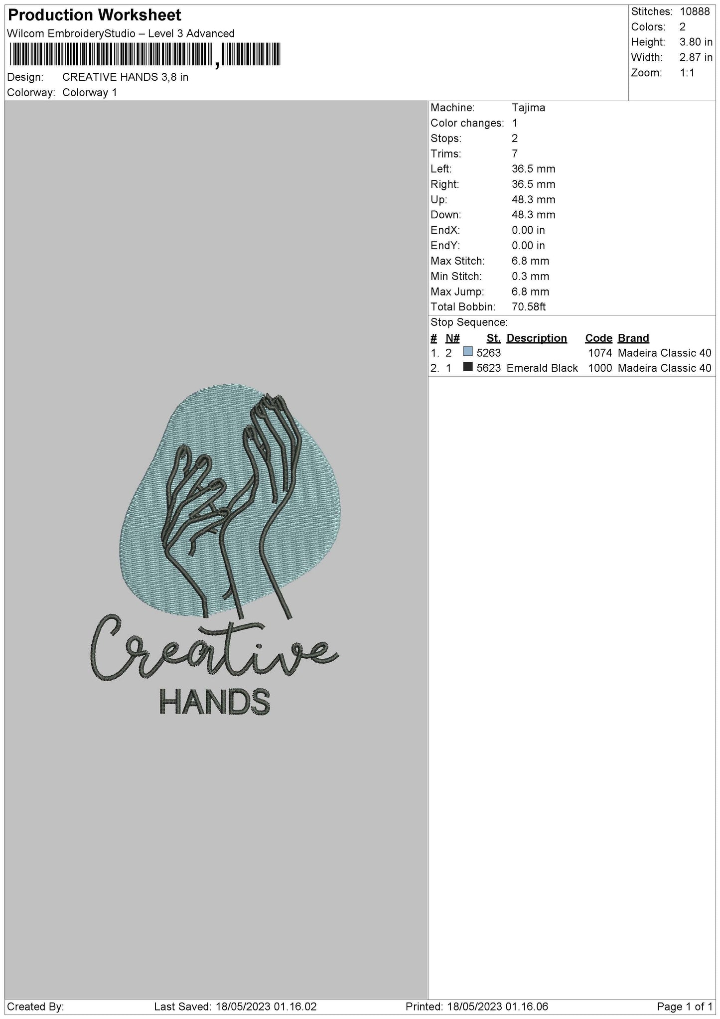 Creativ Hands mbroidery File 6 sizes