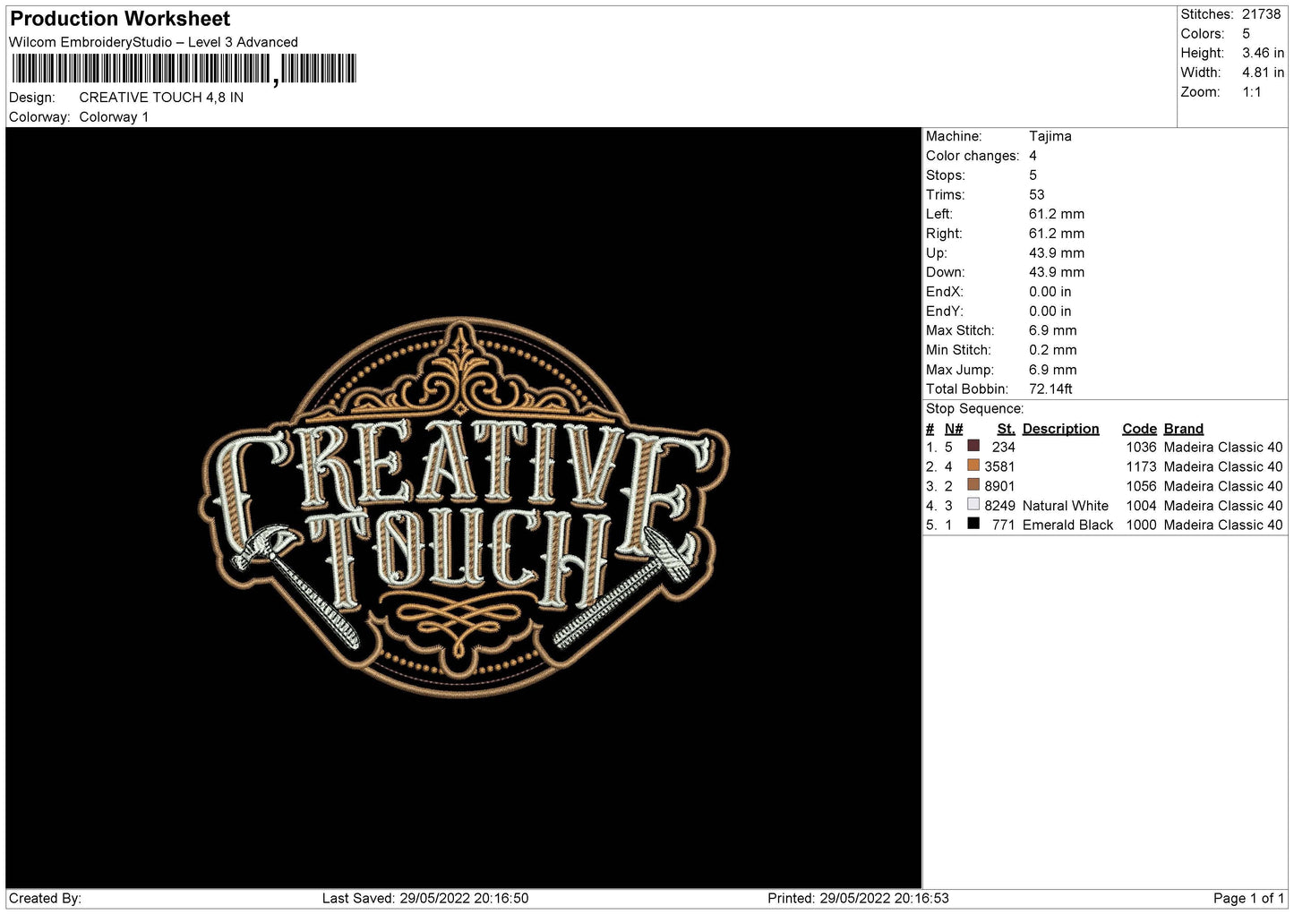 Creative Touch Embroidery File 4 size