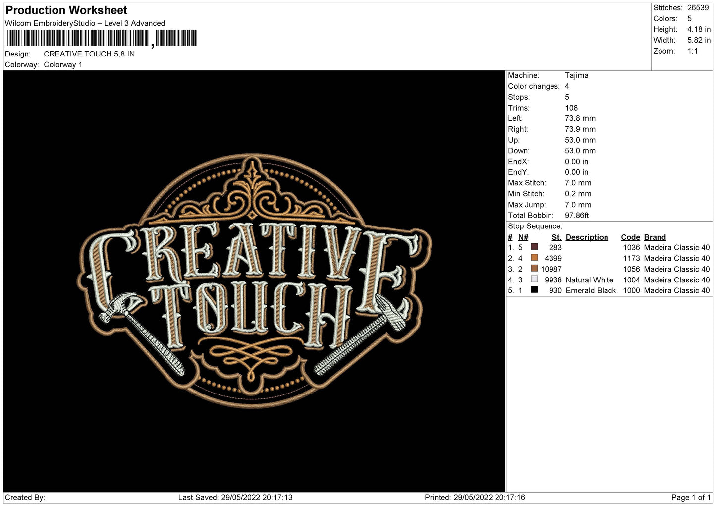 Creative Touch Embroidery File 4 size