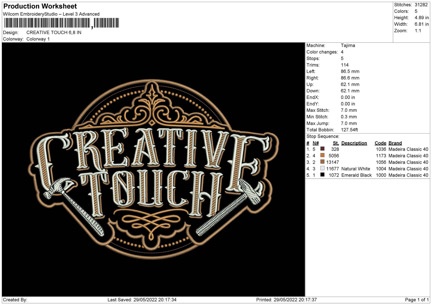 Creative Touch Embroidery File 4 size