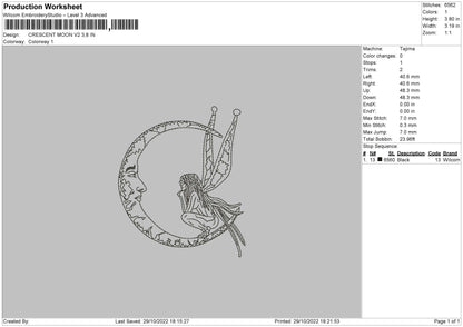 Crescent Moon V2 Embroidery Fle 6 sizes