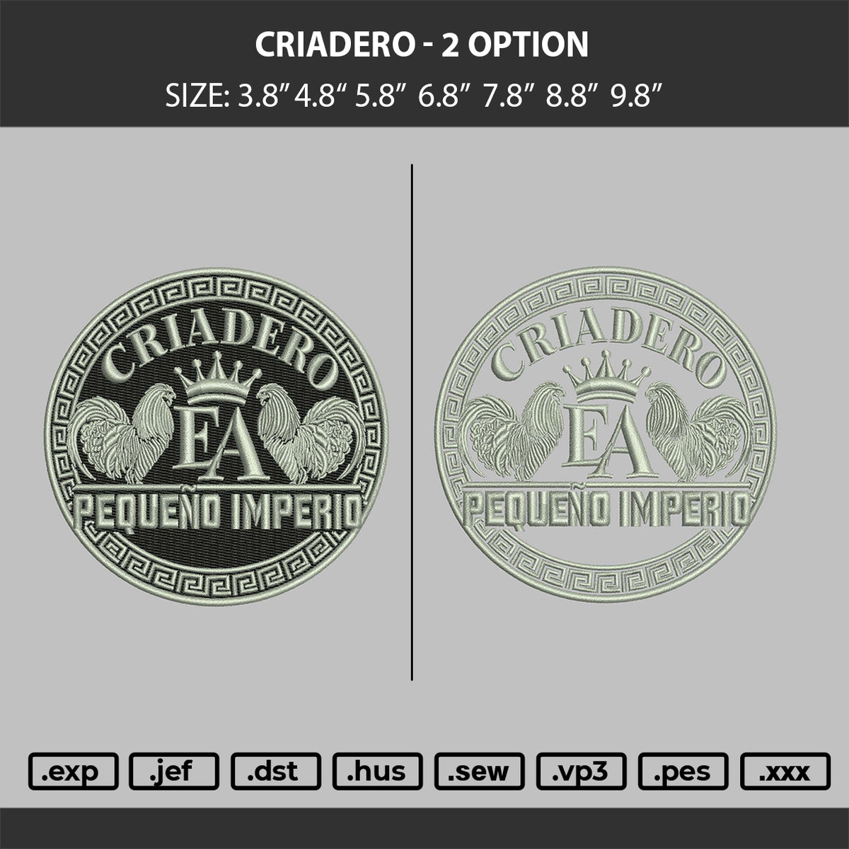 Criadero 2 option Embroidery Machine Design Files