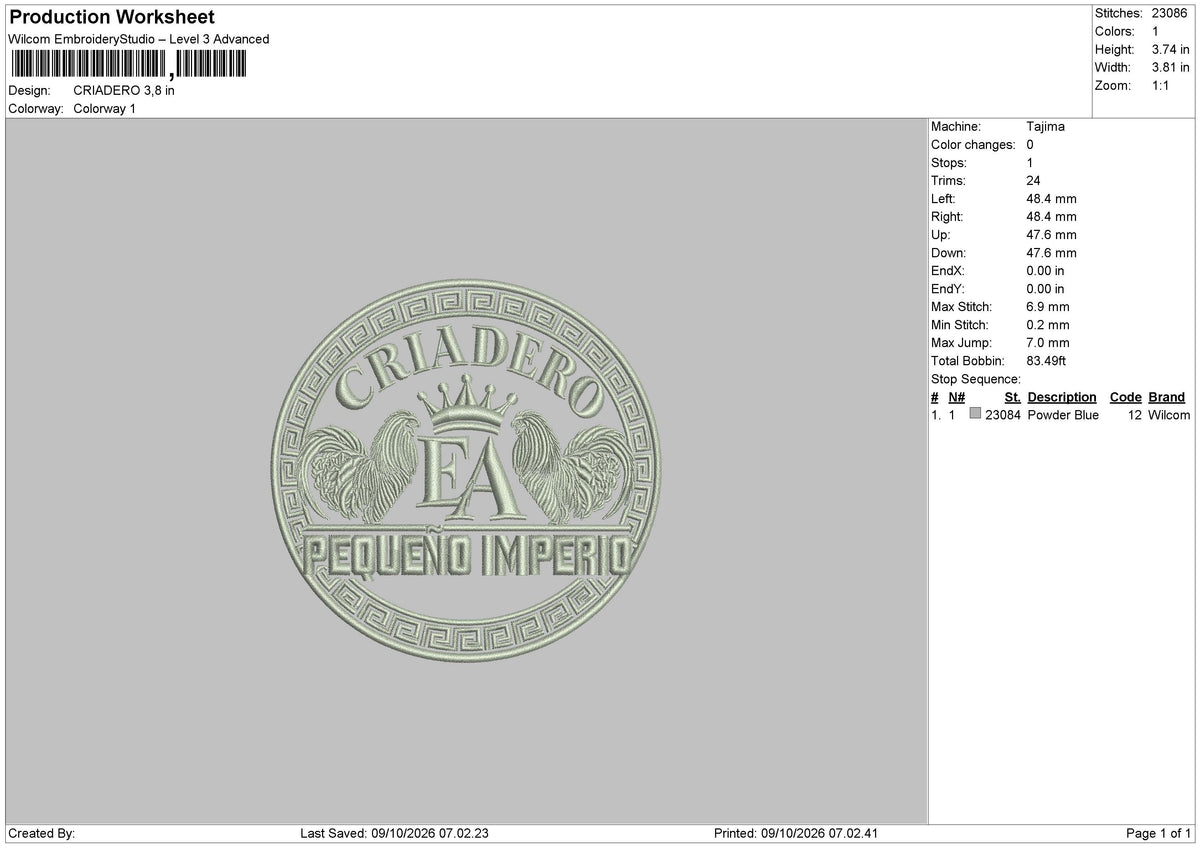 Criadero 2 option Embroidery Machine Design Files
