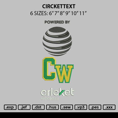 Crickettext Embroidery File 6 sizes