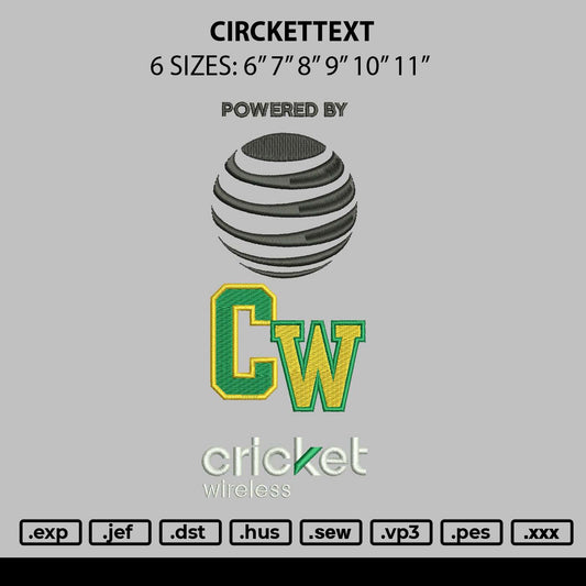Crickettext Embroidery File 6 sizes