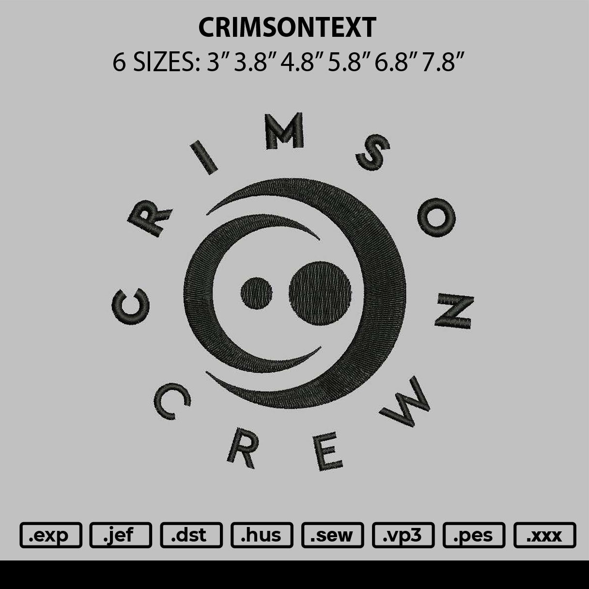 Crimsontext Embroidery File 6 sizes