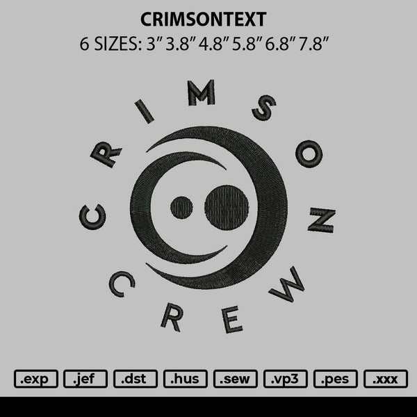 Crimsontext Embroidery File 6 sizes