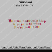 Curio Shop Embroidery File 3 size