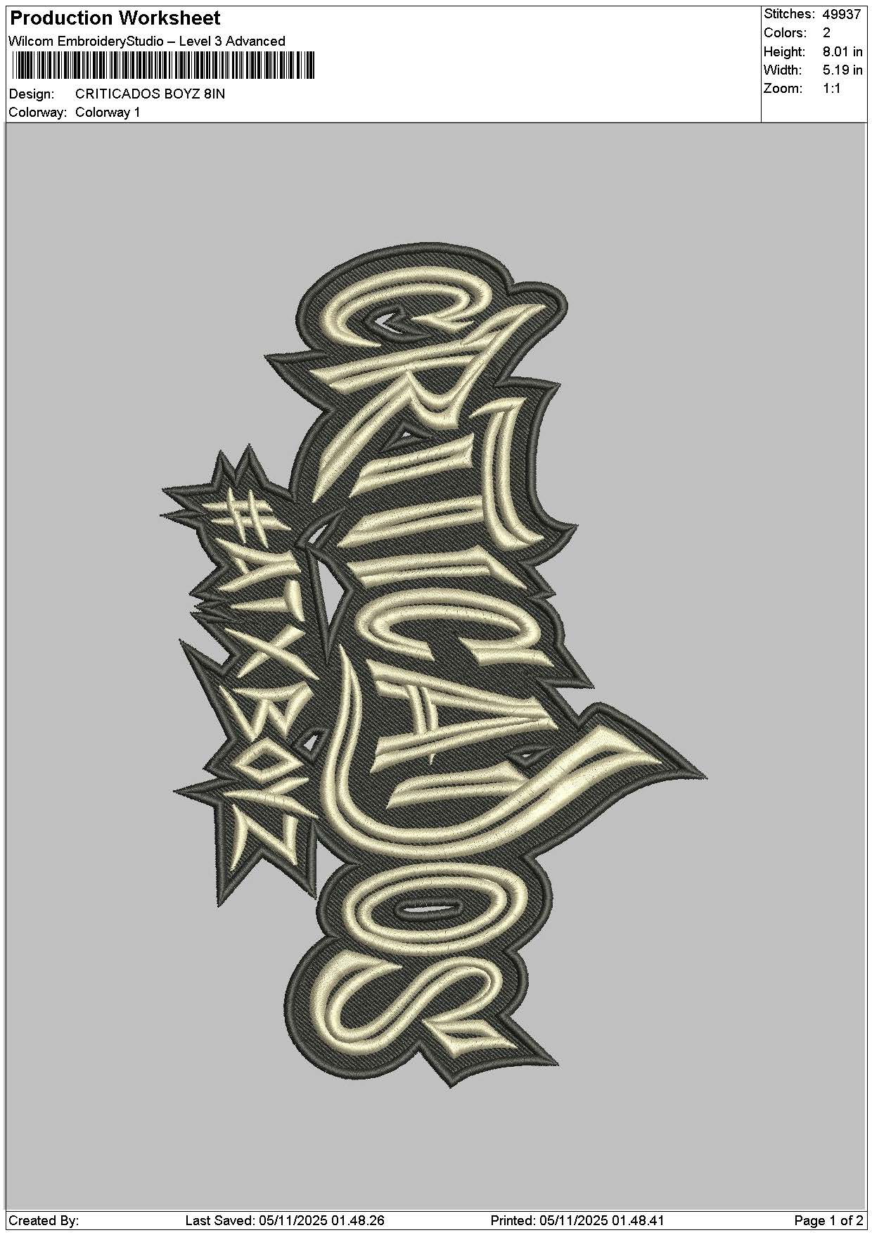 Criticadostext V2 Embroidery File 6 sizes