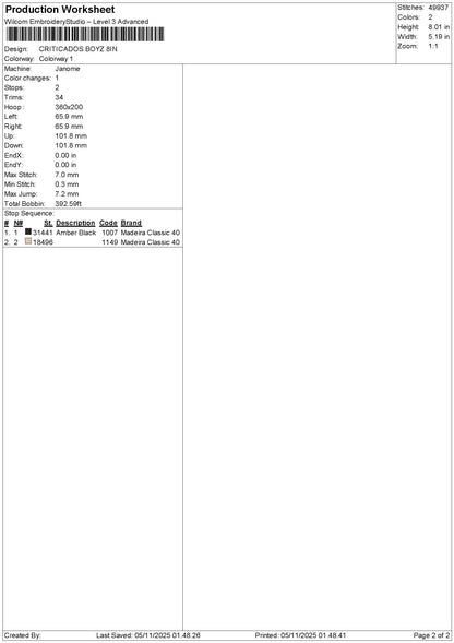Criticadostext V2 Embroidery File 6 sizes