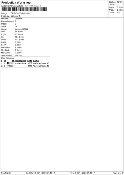 Criticadostext V2 Embroidery File 6 sizes