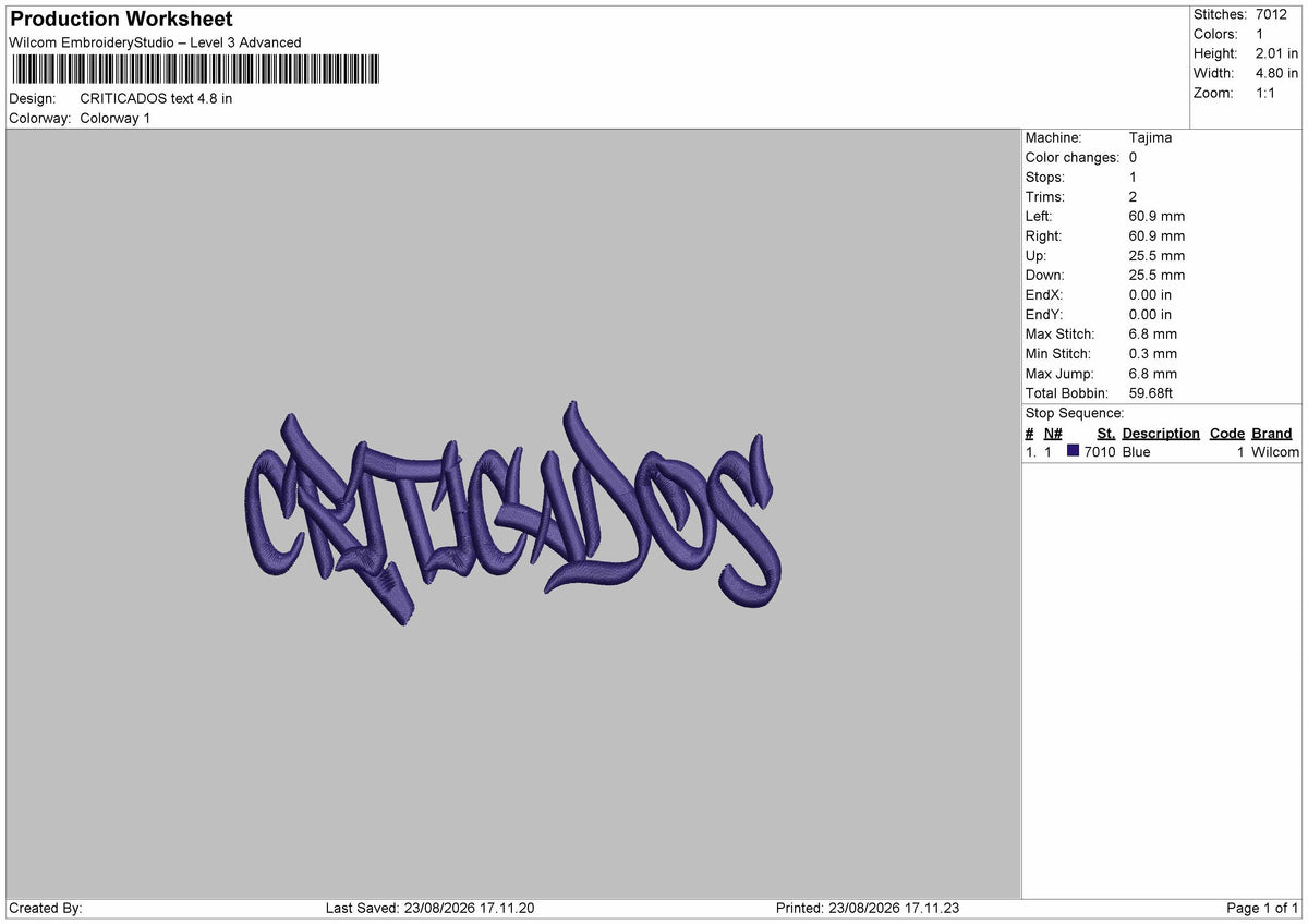 Criticadostext Embroidery Machine Design File 6 sizes