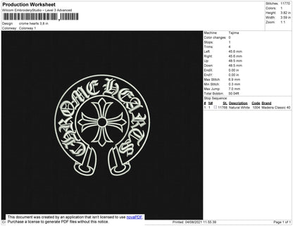 Crome Hearts Embroidery Design File 5 size
