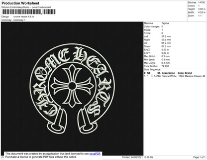 Crome Hearts Embroidery Design File 5 size
