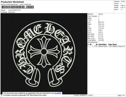 Crome Hearts Embroidery Design File 5 size