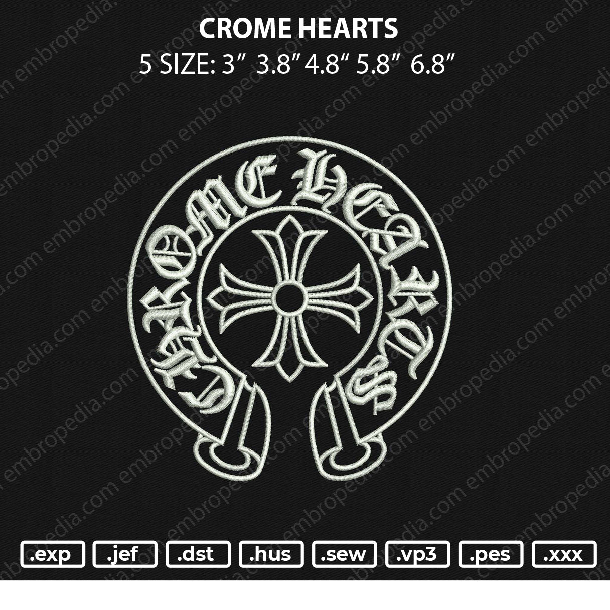 Crome Hearts Embroidery Design File 5 size