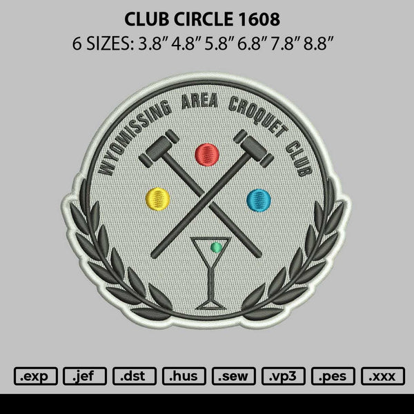 Club Circle 1608 Embroidery File 6 sizes