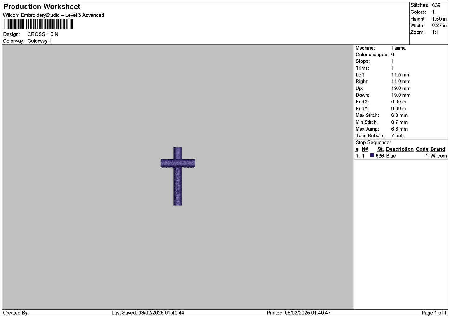 Cross 0802 Embroidery File 6 sizes