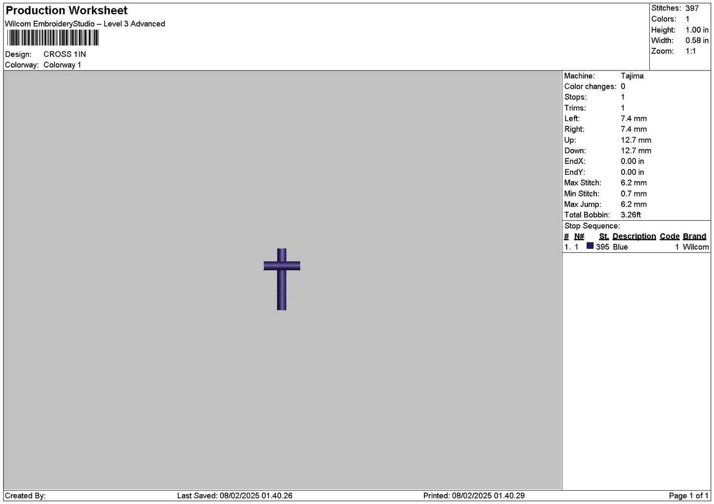 Cross 0802 Embroidery File 6 sizes