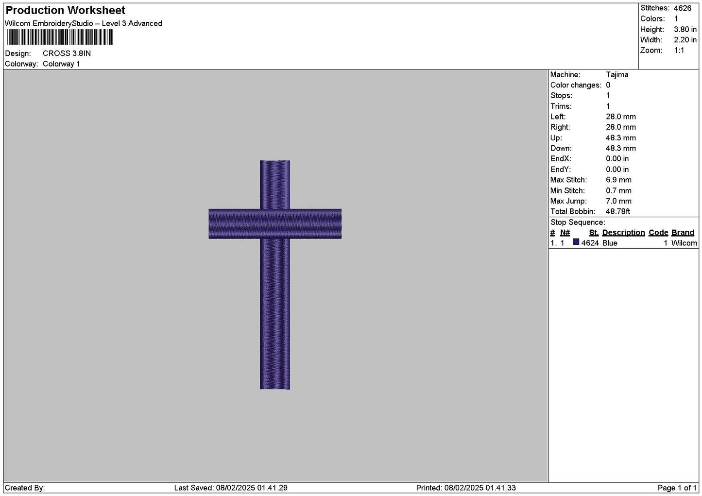 Cross 0802 Embroidery File 6 sizes