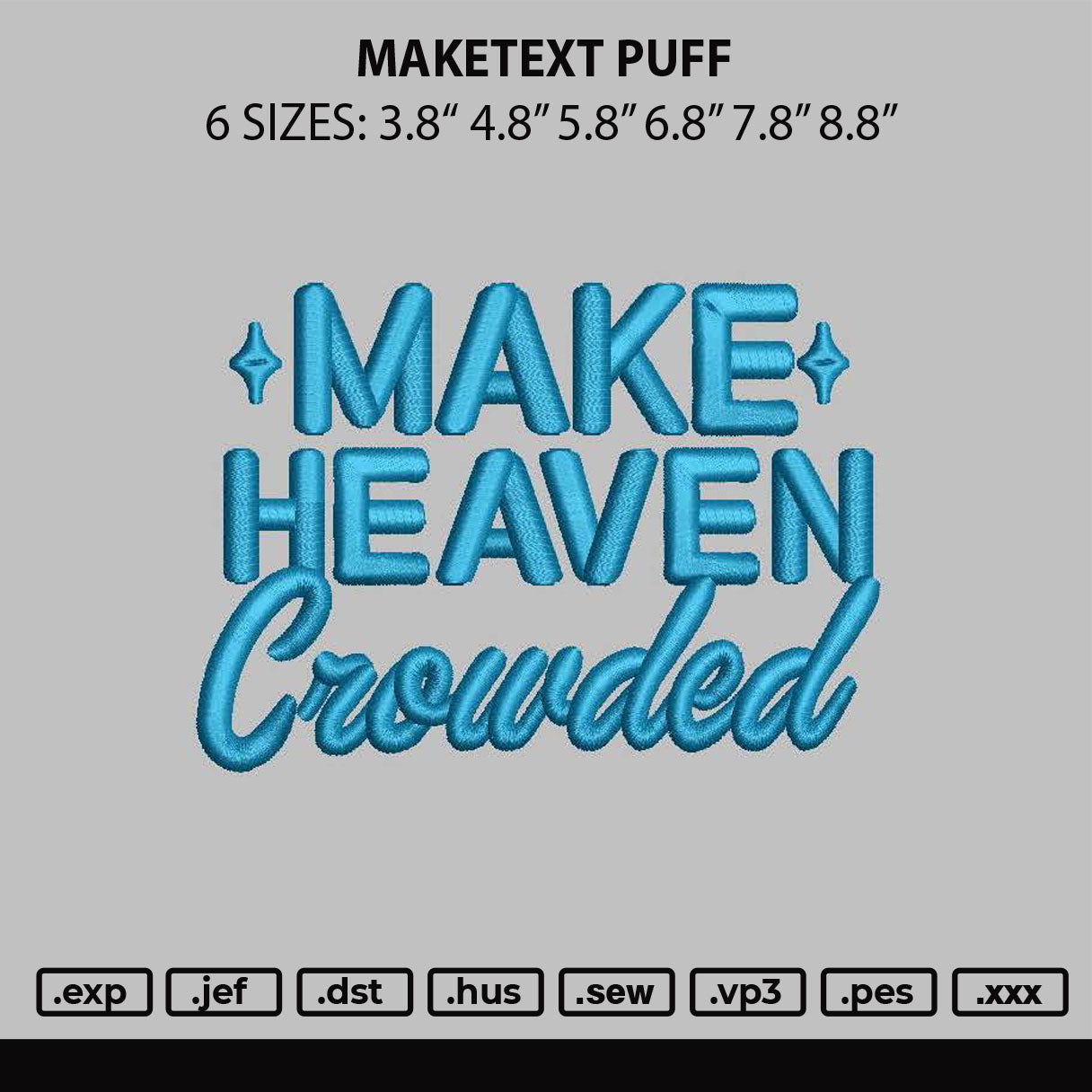 Maketext Puff Embroidery File 6 sizes