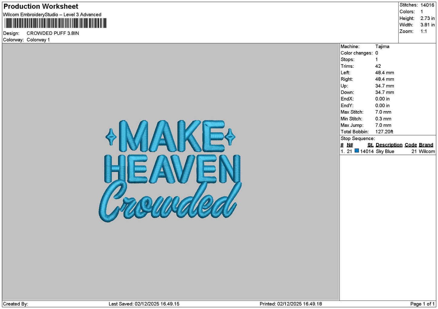 Maketext Puff Embroidery File 6 sizes