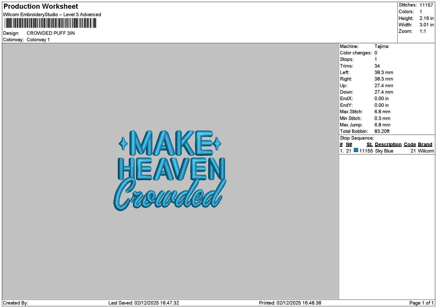 Maketext Puff Embroidery File 6 sizes