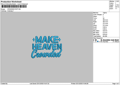 Maketext Puff Embroidery File 6 sizes