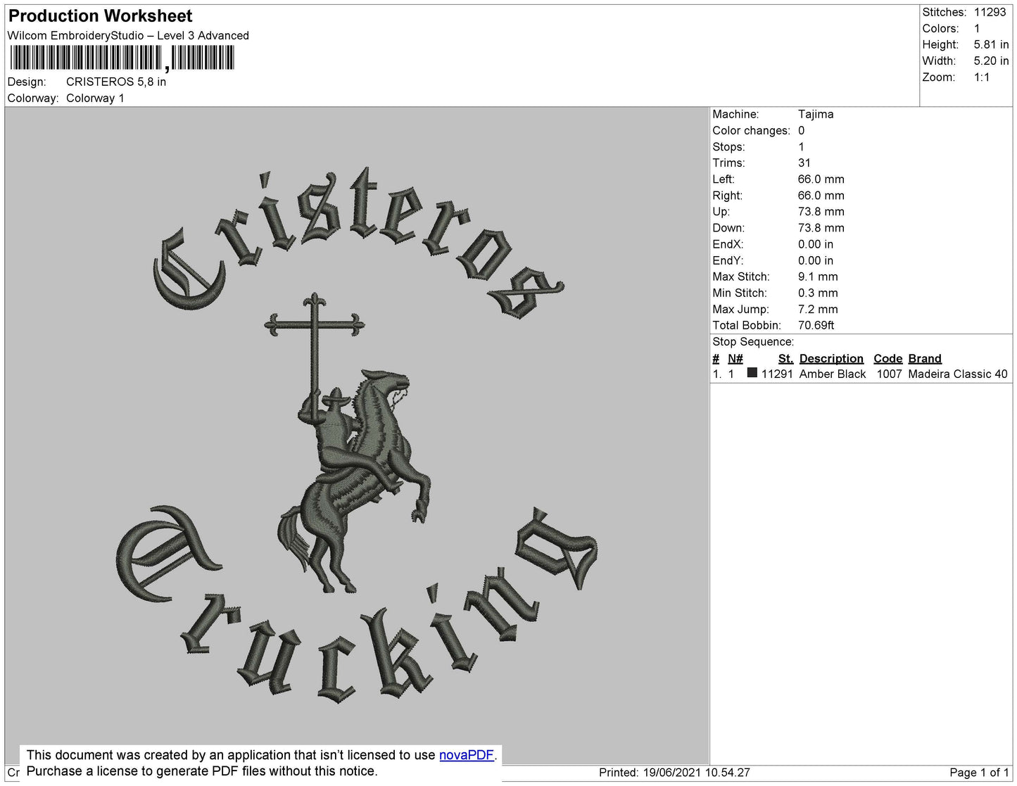 Cristeros Embroidery File 4 size