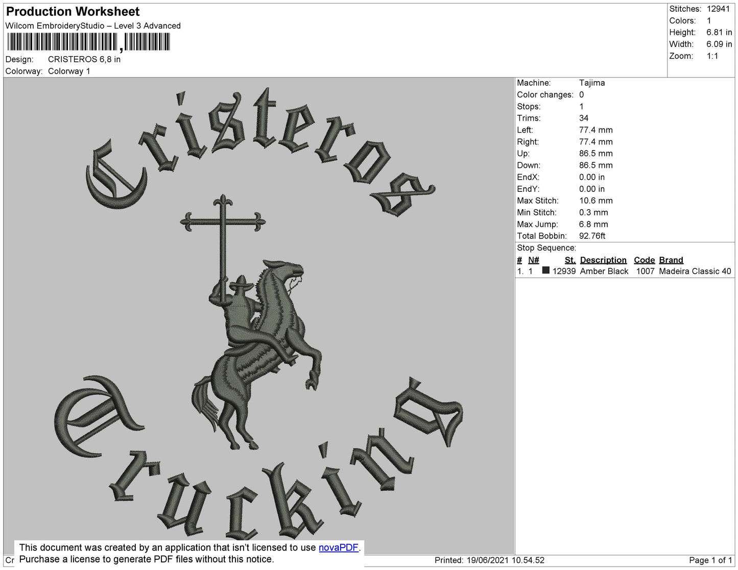 Cristeros Embroidery File 4 size