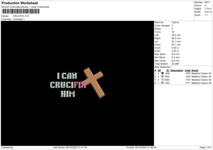 Crucifix Embroidery File 6 sizes