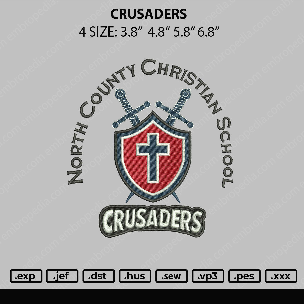 Crusaders Embroidery File 4 sizes