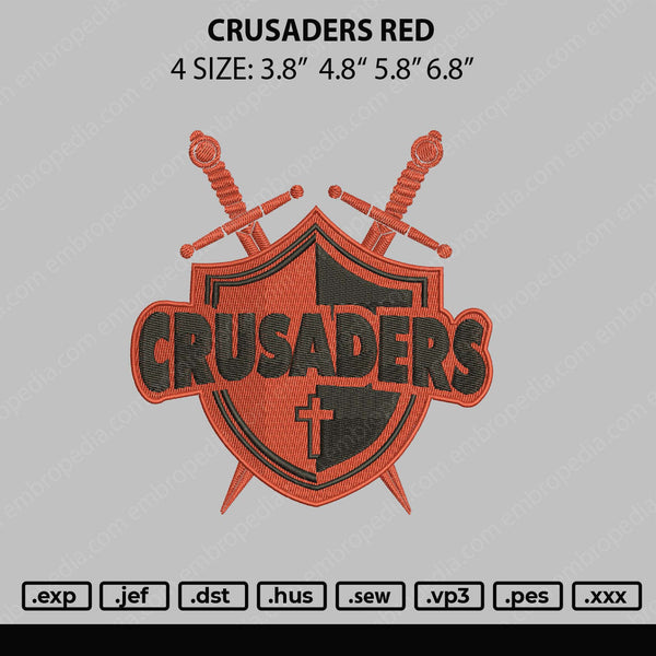 Crusaders Red Embroidery File 4 sizes