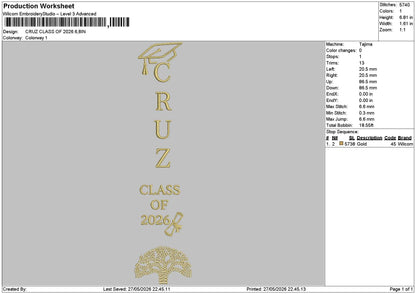 Cruztext Embroidery File 6 sizes