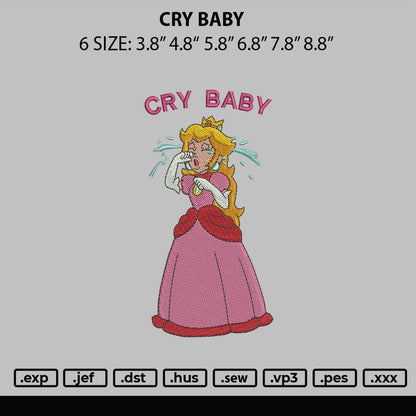 Cry Baby Embroidery File 6 sizes