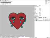 Cry Heart Embroidery File 4 size