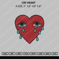 Cry Heart Embroidery File 4 size