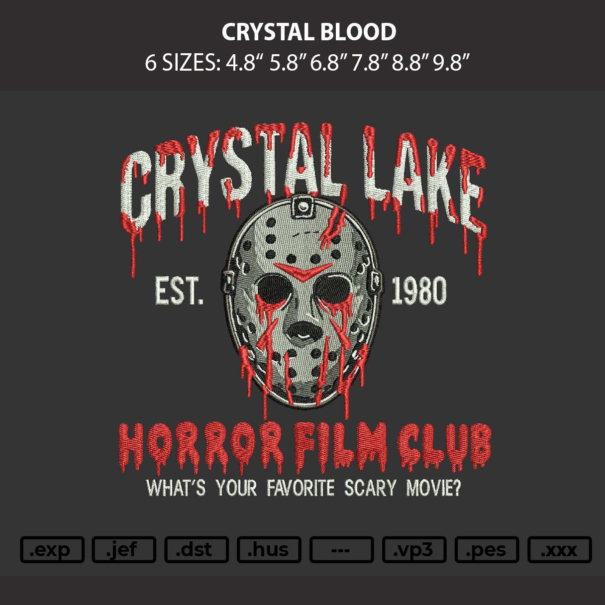 Crystal Blood Embroidery Machine Design File 6 sizes
