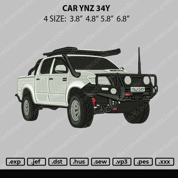 Car YNZ 34Y Embroidery File 4 size
