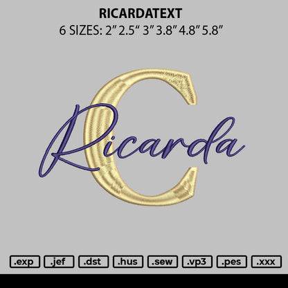 Ricardatext Embroidery File 6 sizes
