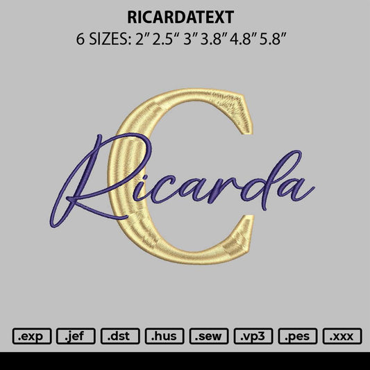 Ricardatext Embroidery File 6 sizes