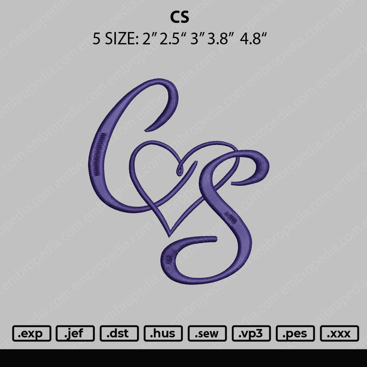CS Embroidery File 4 size