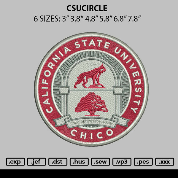 Csucircle Embroidery File 6 sizes