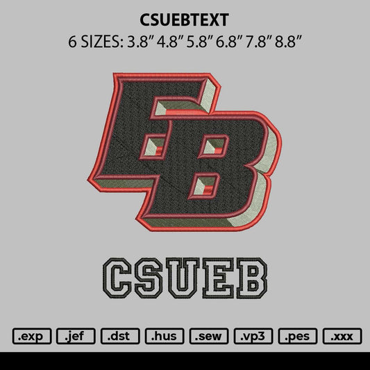 Csuebtext Embroidery File 6 sizes