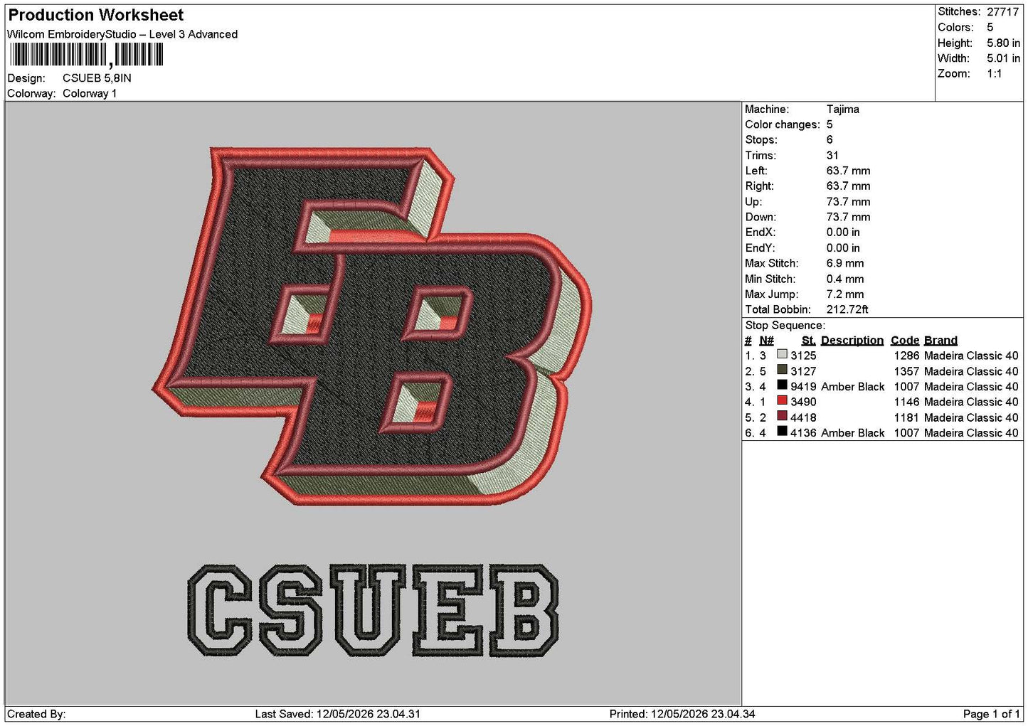Csuebtext Embroidery File 6 sizes